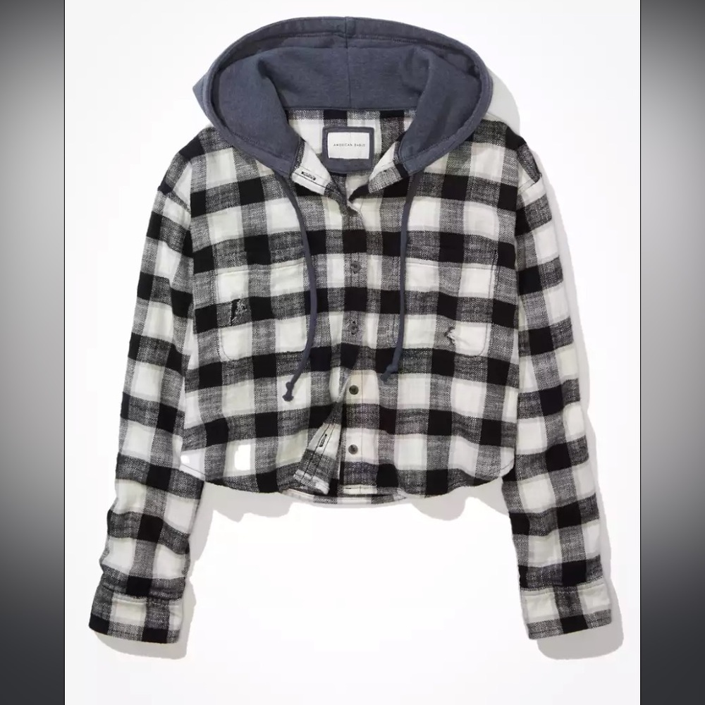 A&E oversized cropped flannel